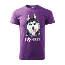 Póló Husky mintával - Lila S méretben v2 ajándéktárgy