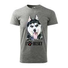 Póló Husky mintával - Szürke XL méretben v2 ajándéktárgy