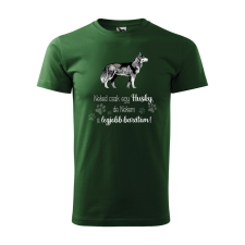  Póló Husky  mintával Zöld 4XL egyedi ajándék