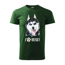 Póló Husky mintával - Zöld S méretben v2 ajándéktárgy