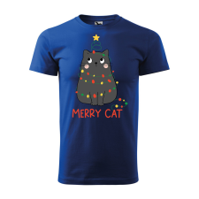  Póló Merry Cat  mintával Kék L egyedi ajándék