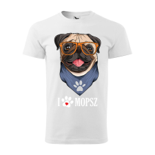Póló Mopsz mintával - Fehér XXXL méretben v2 ajándéktárgy