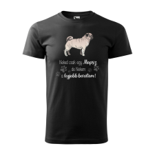 Póló Mopsz mintával - Fekete L méretben v1 ajándéktárgy