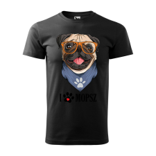 Póló Mopsz mintával - Fekete XXXL méretben v2 ajándéktárgy