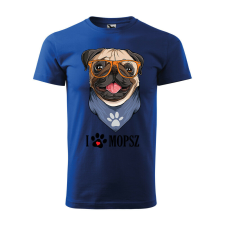 Póló Mopsz mintával - Kék S méretben v2 ajándéktárgy
