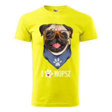 Póló Mopsz mintával - Sárga S méretben v2 ajándéktárgy