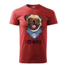 Póló Mopsz mintával - Terrakotta M méretben v2 ajándéktárgy