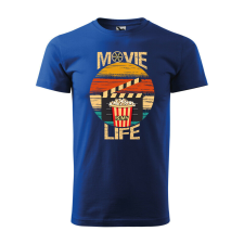 Póló Movie is my life mintával - Kék M méretben ajándéktárgy