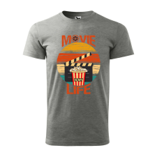 Póló Movie is my life mintával - Szürke M méretben ajándéktárgy