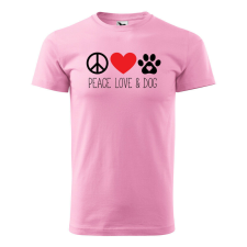  Póló Peace love and dog mintával - Rózsaszín M méretben ajándéktárgy