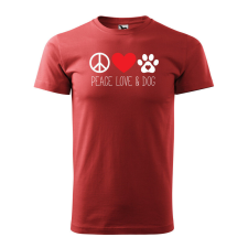  Póló Peace love and dog mintával - Terrakotta M méretben ajándéktárgy