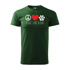 Póló Peace love and dog mintával - Zöld XXL méretben ajándéktárgy