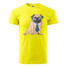  Póló Pug Dog  mintával Sárga 2XL egyedi ajándék