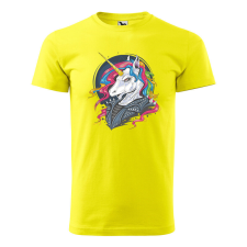 Póló Punk unicorn mintával - Sárga XXL méretben ajándéktárgy