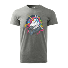 Póló Punk unicorn mintával - Szürke L méretben ajándéktárgy