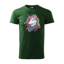  Póló Punk unicorn  mintával Zöld 2XL egyedi ajándék