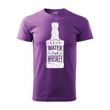 Póló Save water drink whiskey mintával - Lila XXL méretben ajándéktárgy