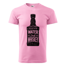 Póló Save water drink whiskey mintával - Rózsaszín XL méretben ajándéktárgy