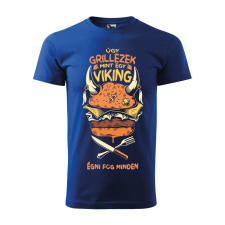 Póló Úgy grillezek mint egy viking mintával - Kék M méretben ajándéktárgy