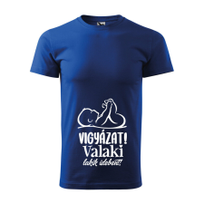 Póló Vigyázat! Valaki lakik idebent! mintával - Kék XXL méretben ajándéktárgy