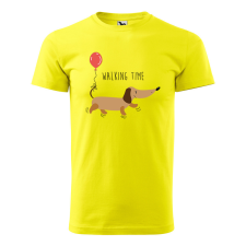  Póló Walking time  mintával Sárga XL egyedi ajándék