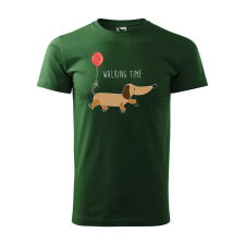  Póló Walking time  mintával Zöld L egyedi ajándék