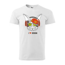  Póló Zenét hallgató nyúl mintával - Fehér XL méretben ajándéktárgy