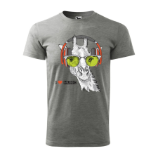  Póló Zenét hallgató zsiráf mintával - Szürke XXXL méretben ajándéktárgy