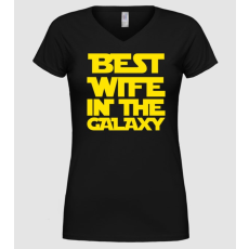Pólómánia best wife galaxy - Női V nyakú Póló