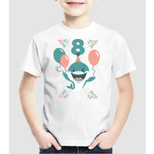 Pólómánia Birthday Shark 8 éves szülinapra cuki cápa - Uniszex Gyerek Póló gyerek póló