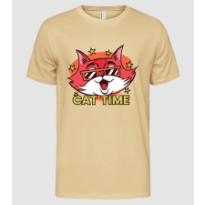 Pólómánia Cat Time Cica Idő - Férfi Alap póló férfi póló