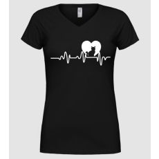 Pólómánia Cica heartbeat - Női V nyakú Póló