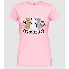 Pólómánia Crazy Cat Lady - Őrült Cicás Csaj - Női Kerek nyakú Póló női póló