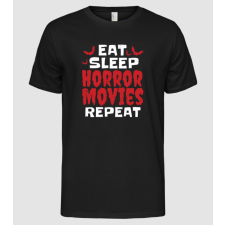 Pólómánia Eat Sleep Horror Movies Repeat - Férfi Alap póló férfi póló