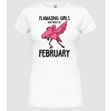Pólómánia Flamazing girls are born in february black - Női Kerek nyakú Póló női póló