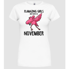 Pólómánia Flamazing girls are born in november black - Női Kerek nyakú Póló