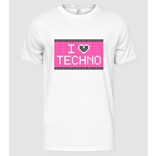 Pólómánia I Love Techno Pixel - Férfi Alap póló férfi póló