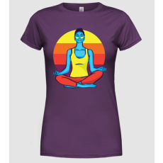 Pólómánia Jóga Meditálás Retro - Női Kerek nyakú Póló