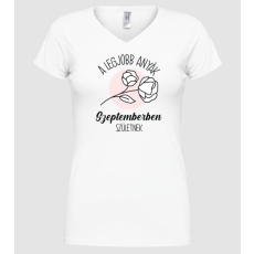 Pólómánia Legjobb anyák SZEPTEMBER - Női V-nyakú Póló