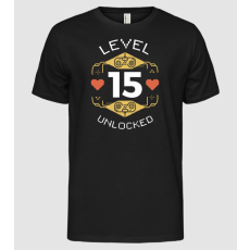 Pólómánia Level 15 Unlocked Gamer póló - Férfi Alap póló
