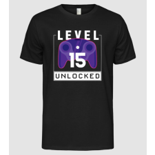 Pólómánia Level 15 Unlocked Gamer Születésnap - Férfi Alap póló férfi póló