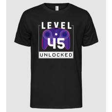 Pólómánia Level 45 Unlocked Gamer Születésnap - Férfi Alap póló