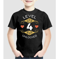 Pólómánia Level 4 Unlocked Gamer póló - Uniszex Gyerek Póló gyerek póló