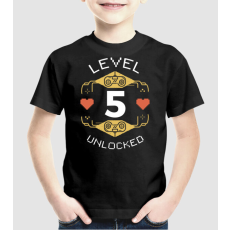 Pólómánia Level 5 Unlocked Gamer póló - Uniszex Gyerek Póló