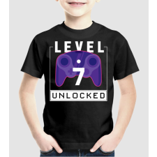 Pólómánia Level 7 Unlocked Gamer Születésnap - Uniszex Gyerek Póló gyerek póló