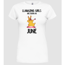 Pólómánia llamazing girls are born in june black - Női Kerek nyakú Póló