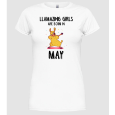 Pólómánia Llamazing girls are born in may black - Női Kerek nyakú Póló női póló