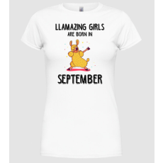 Pólómánia Llamazing girls are born in september black - Női Kerek nyakú Póló