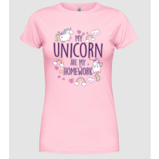 Pólómánia My unicorn ate my homework - Női Kerek nyakú Póló