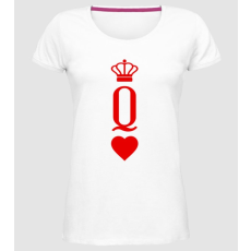 Pólómánia Playingcards_Queen hearts - Női Prémium Kerek Nyakú póló